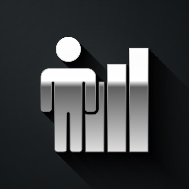 银色生产人类图标孤立在黑色图片下载