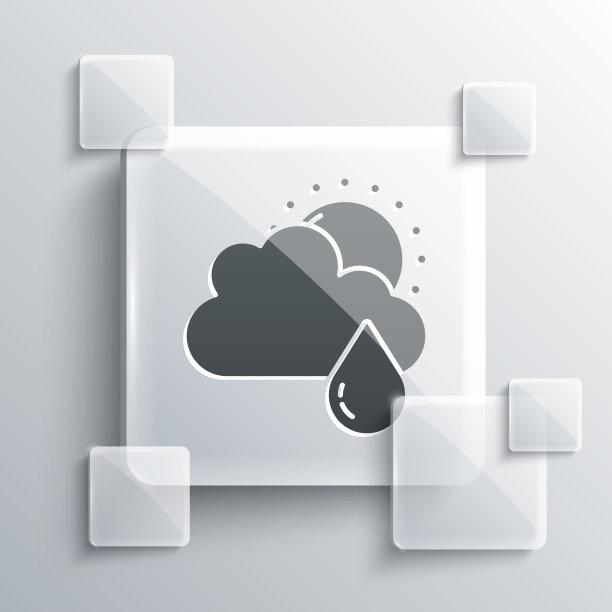 灰色云与雨和太阳图标孤立在灰色图片下载