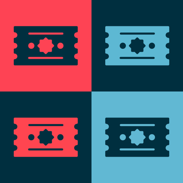 波普艺术票图标孤立的颜色背景图片下载