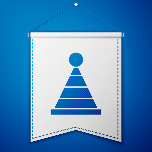 蓝色派对帽图标孤立在蓝色背景图片下载