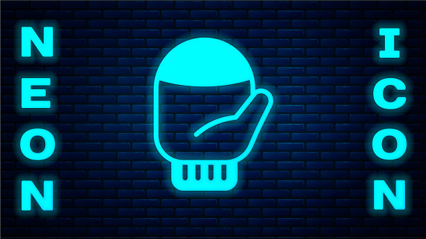 发光的霓虹灯圣诞手套图标孤立图片下载