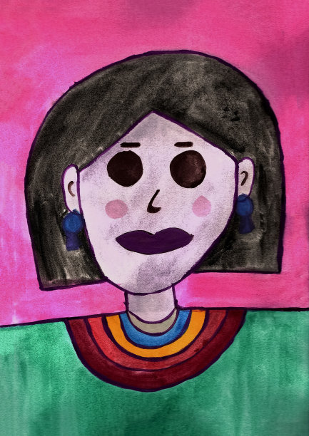 女士脸部艺术用水彩作画。手绘,图片下载