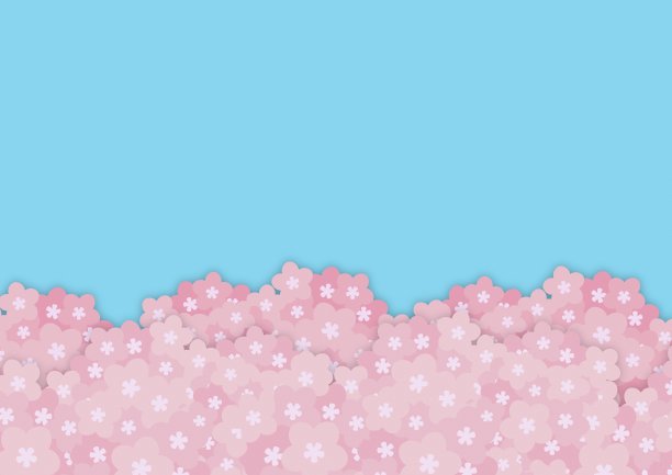 天空和樱花的插画像一个纸工艺品图片下载