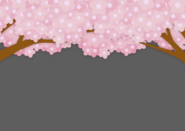 樱花在夜晚的插画像一个纸工艺品图片下载