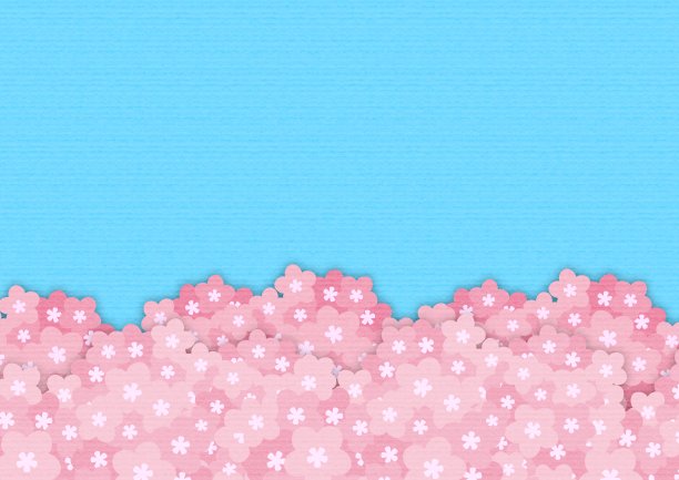 天空和樱花的插画像一个纸工艺品图片下载