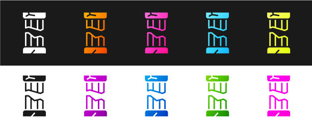 设置破古柱图标孤立在黑色图片下载