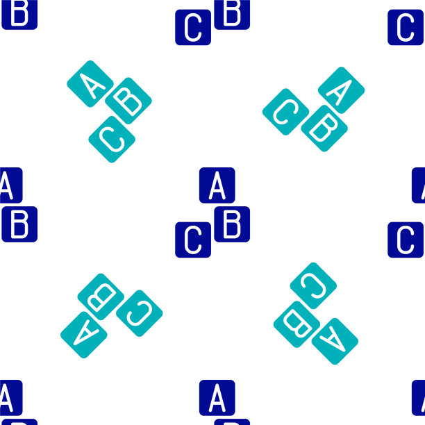 蓝色ABC块图标隔离无缝图案上图片下载