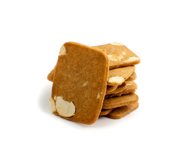 姜脆饼隔离，矩形姜坚果，饼干方饼干图片下载