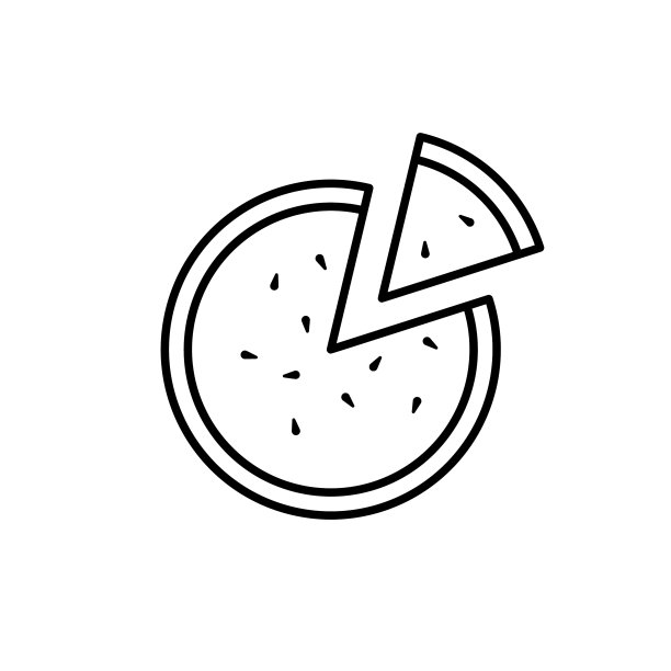 西瓜披萨线形图标切圆水果图片下载