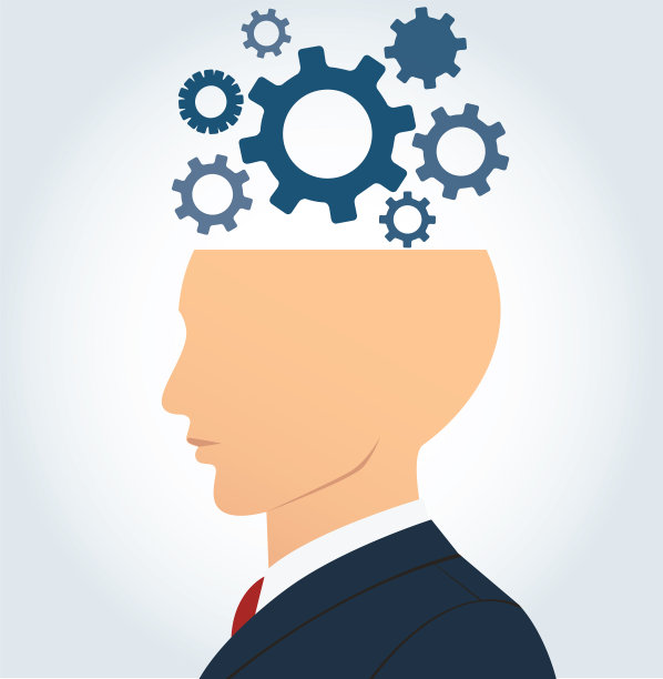 侧面商人头与齿轮背景图片下载