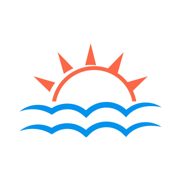 蓝色的云和太阳标志，一个晴朗的天空图标设计图片下载