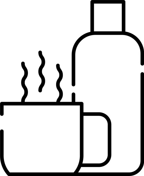 咖啡杯和温度计线条风格图标图片下载