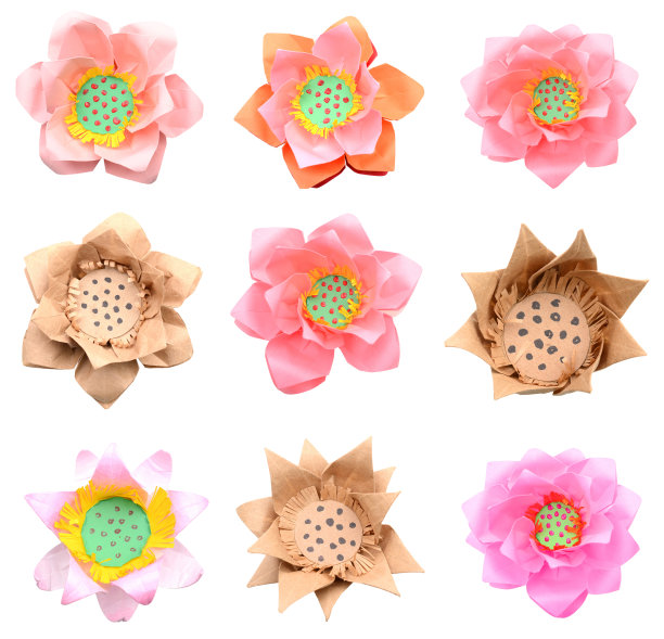 荷花纸，折纸孤立白色背景图片下载