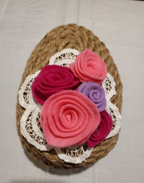黄麻复活节彩蛋工艺与毡玫瑰图片下载