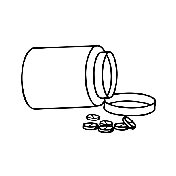 轮廓瓶上的药丸和颗粒呈白色图片下载