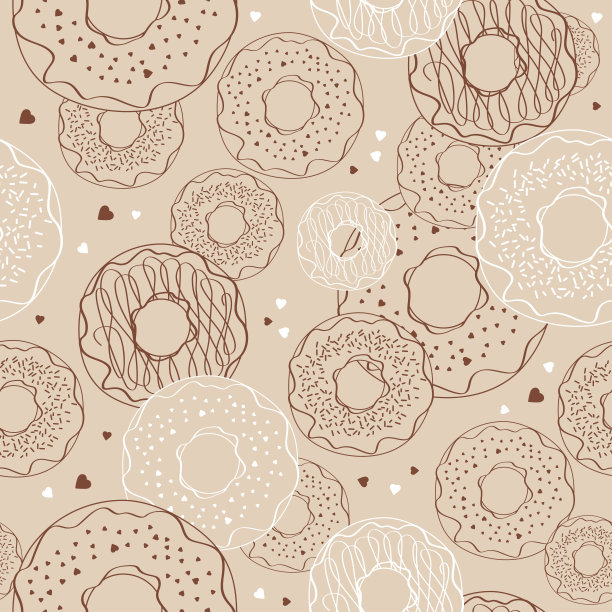 图案与甜甜圈在一个轮廓上的米色背景图片下载