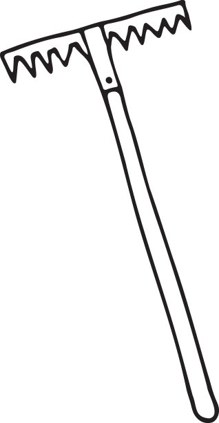 在白色背景上孤立的耙图标。矢量简单的插图在涂鸦风格。家庭图标图片下载