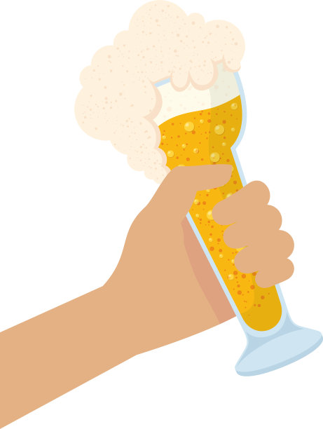 手拿新鲜啤酒在玻璃中泡沫隔离图片下载