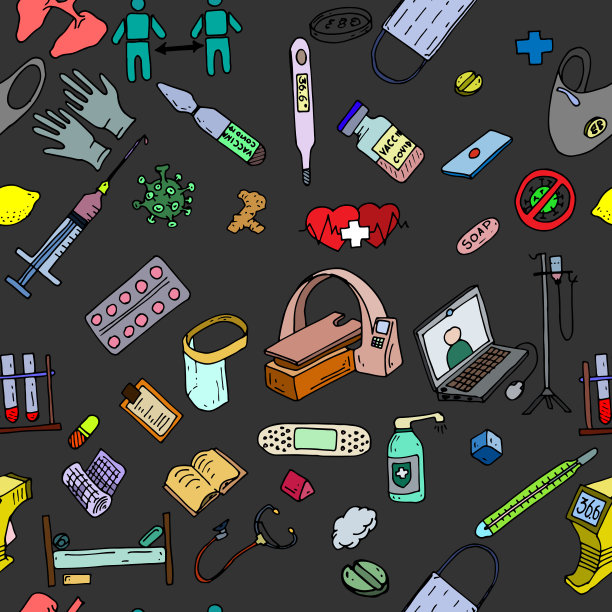 彩色手绘药物涂鸦图案图片下载