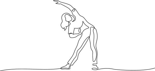 女人做伸展运动画一条线图片下载