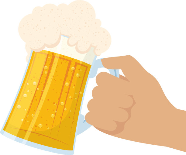 手举新鲜啤酒在罐子孤立图标图片下载