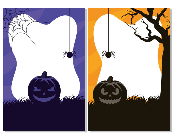 万圣节快乐的卡片与南瓜和蜘蛛图片下载