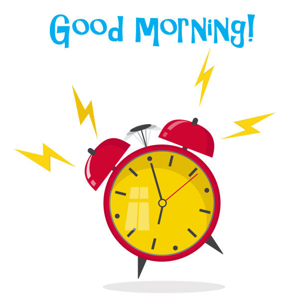 卡通闹钟铃声唤醒了早晨图片下载