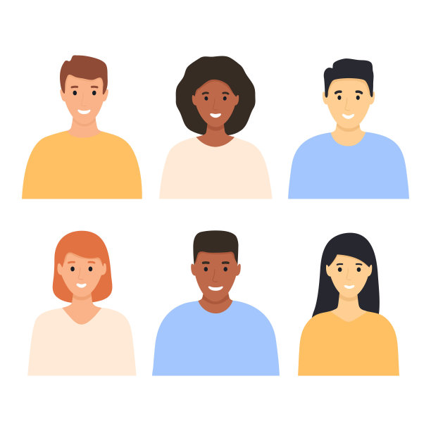 年轻快乐多元文化的人化身集。图片下载