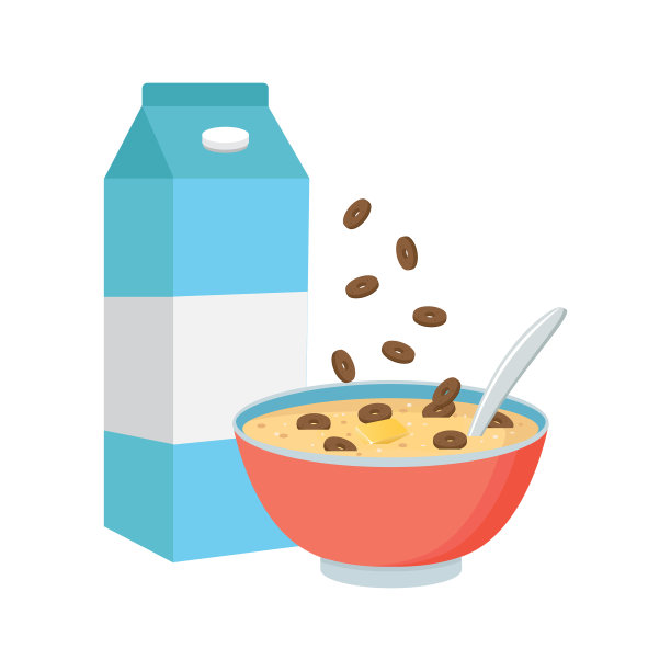 麦片碗与牛奶冰沙隔离在白色图片下载