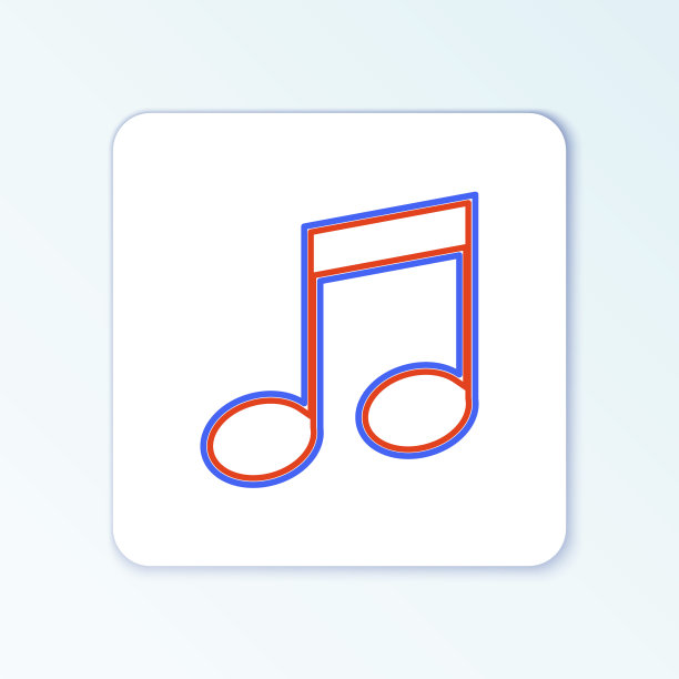 线条音乐音符，音调图标孤立在白色背景。色彩斑斓的轮廓的概念。向量图片下载