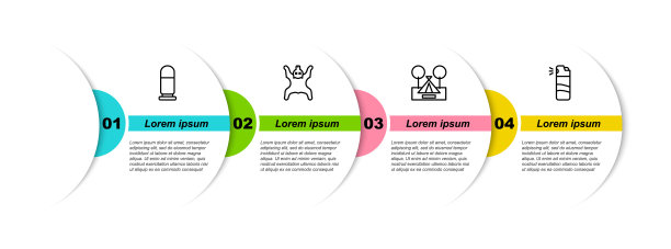 设子弹，熊皮，旅游帐篷和胡椒喷雾。业务信息模板。向量图片下载