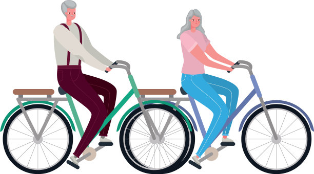 高级男女骑自行车设计图片下载