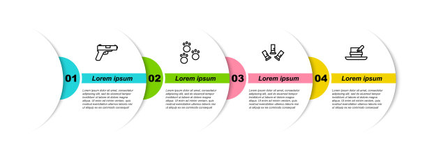 手枪或手枪，爪印，子弹和带羽毛的猎人帽。业务信息模板。向量图片下载