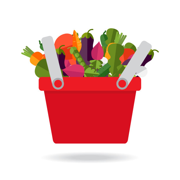 购物篮有新鲜蔬菜的概念图片下载