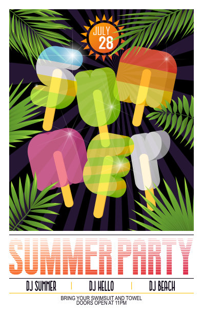 夏季字母派对海报图片下载