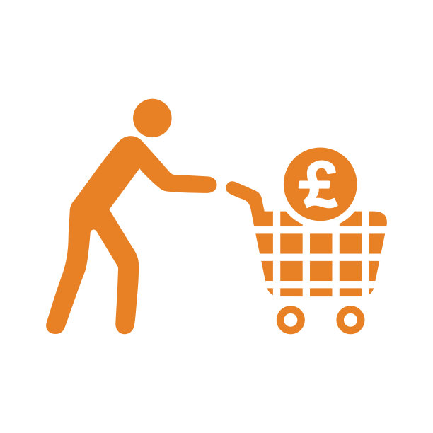 英镑篮子图标。橙色的版本。图片下载