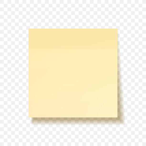 黄色的便条纸带着阴影，准备好为你留言。现实的。孤立在透明背景上。矢量图图片下载