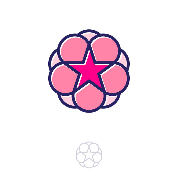 红星和花卉标志。图片下载