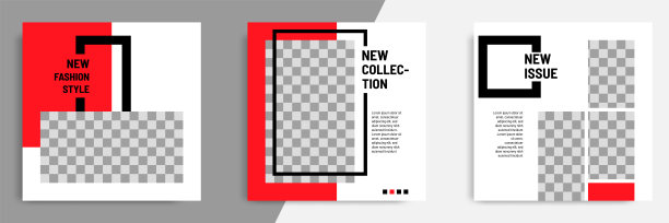 最小设计背景矢量插图在黑，红，白框架颜色。可编辑的方形抽象古董，几何条纹线条形状的横幅模板社交媒体帖子，故事，故事，传单。图片下载
