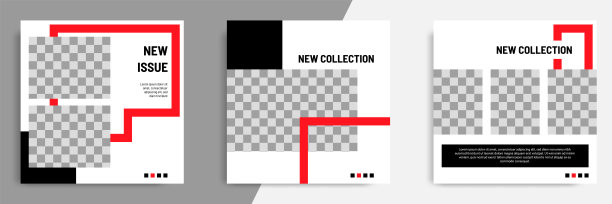 最小的设计背景矢量插图在黑，红，白框架颜色。可编辑的正方形抽象的vintage，几何条形线形状旗帜模板的社会媒体张贴，故事，故事，传单。图片下载