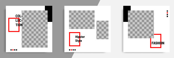 最小设计背景矢量插图在黑，红，白框架颜色。可编辑的方形抽象现代几何形状横幅模板社交媒体帖子，故事，故事，传单。图片下载