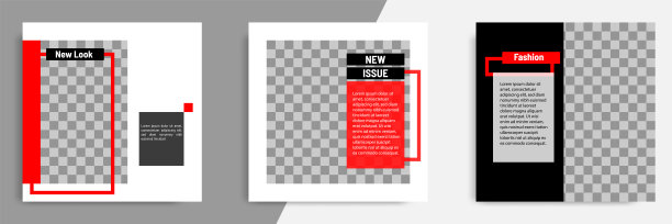 最小的设计背景矢量插图在黑，红，白框架颜色。可编辑的方形抽象现代几何形状旗帜模板社交媒体帖子，故事，故事，传单。图片下载