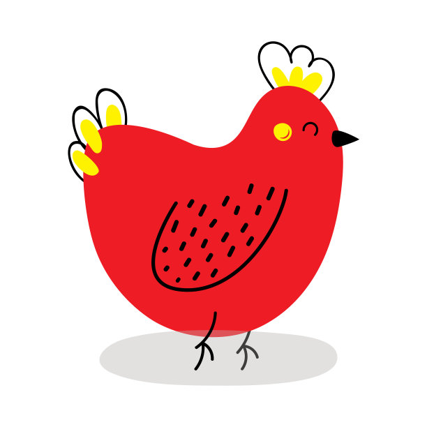 可爱的鸡孤立在白色的背景。复活节小鸡。在复活节的设计。平面卡通矢量插图图片下载
