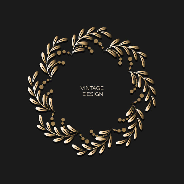 金色装饰复古框，边框。为字母组合设计矢量圆形背景。图片下载