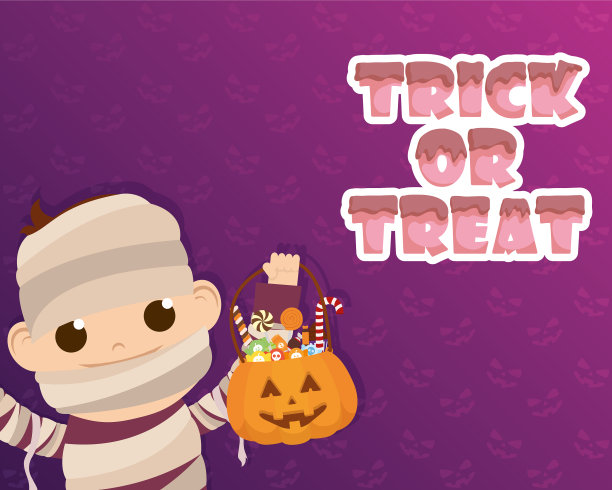 万圣节贺卡上的字母和糖果图片下载