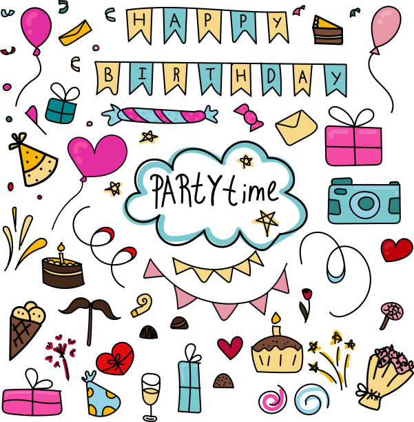 可爱的手绘派对图标图片下载