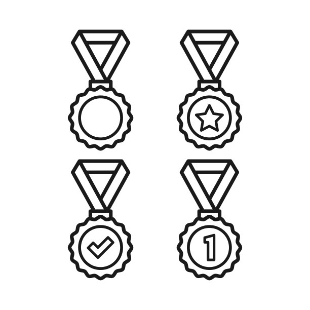 奖项图标在时尚的平面设计，奖章图标图片下载