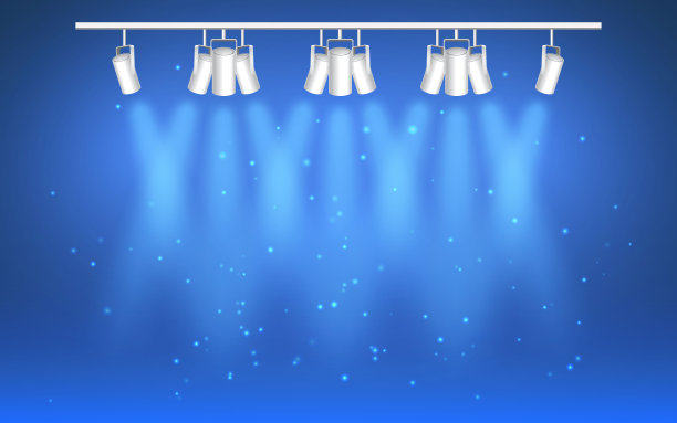 蓝色背景的聚光灯。光的效果。明亮的光束。矢量图图片下载