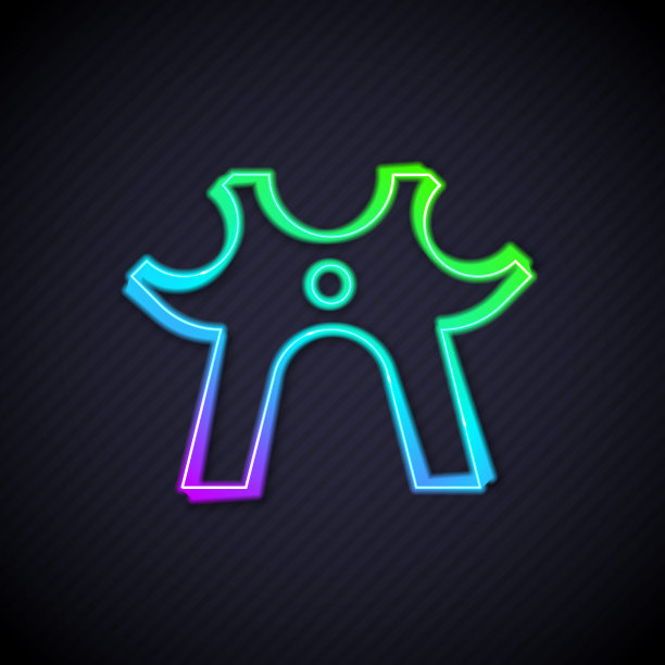 发光的霓虹灯线台球桌休息图标孤立在黑色的背景。台球杆助手棒，桥牌棒。向量图片下载