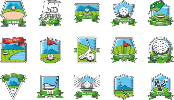 设置高尔夫球标志盾标签上的白色图片下载